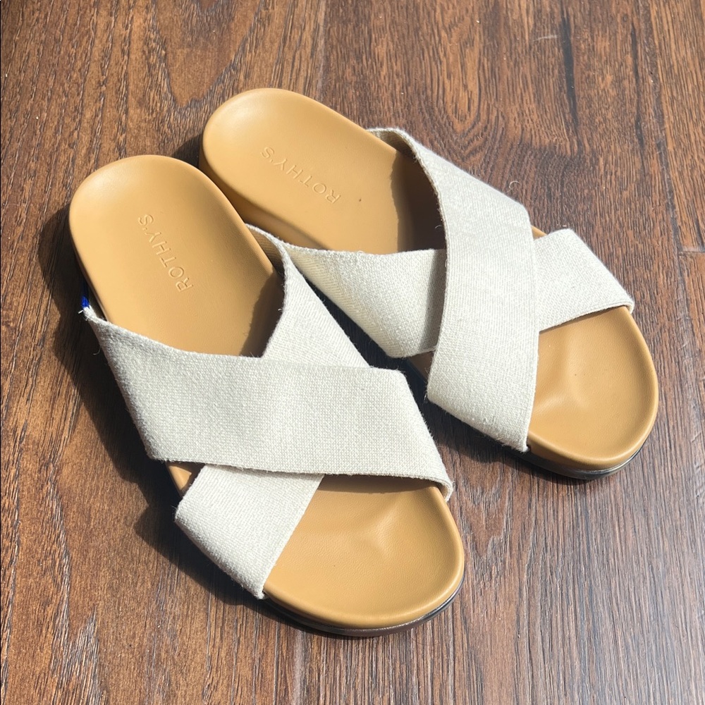 Rothy's Tan and Cream Women's Sandals